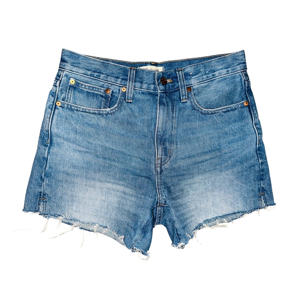 ND1 Madewell Denim Jean Shorts Womens Raw Hem High Rise Blue Casual 26